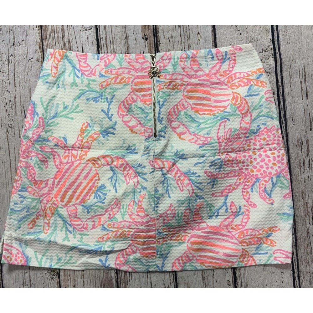 Lilly Pulitzer Marigold Skort Resort White Getting Steamy Crab Pink Blue Sz 4 - Picture 7 of 7